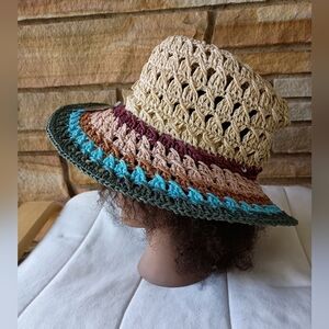 NWT Marcus Adler Multicolor Crochet Sun Hat